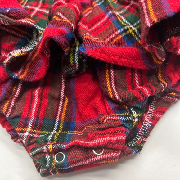 Esther and Jo Skirted Flannel Dress Romper Christmas Plaid Holiday Red - Picture 2 of 5